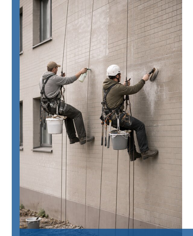 Удаление высолов с фасада зданий в Советской Гавани без повреждений и следов