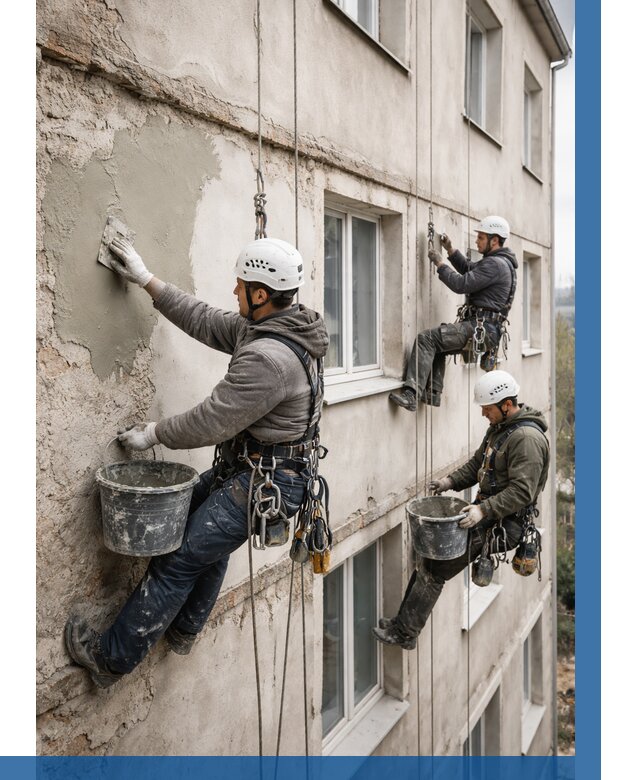 Ремонт штукатурного фасада в Советской Гавани от 779 р. под ключ | ВЫСОТНИК-Свс