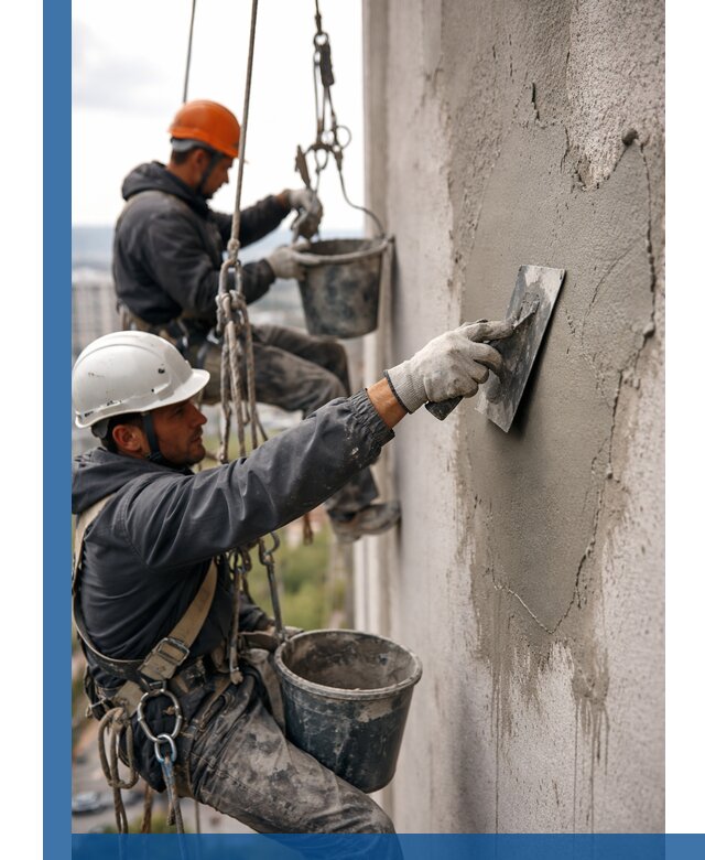 Штукатурка фасада на высоте в Советской Гавани профессиональные работы