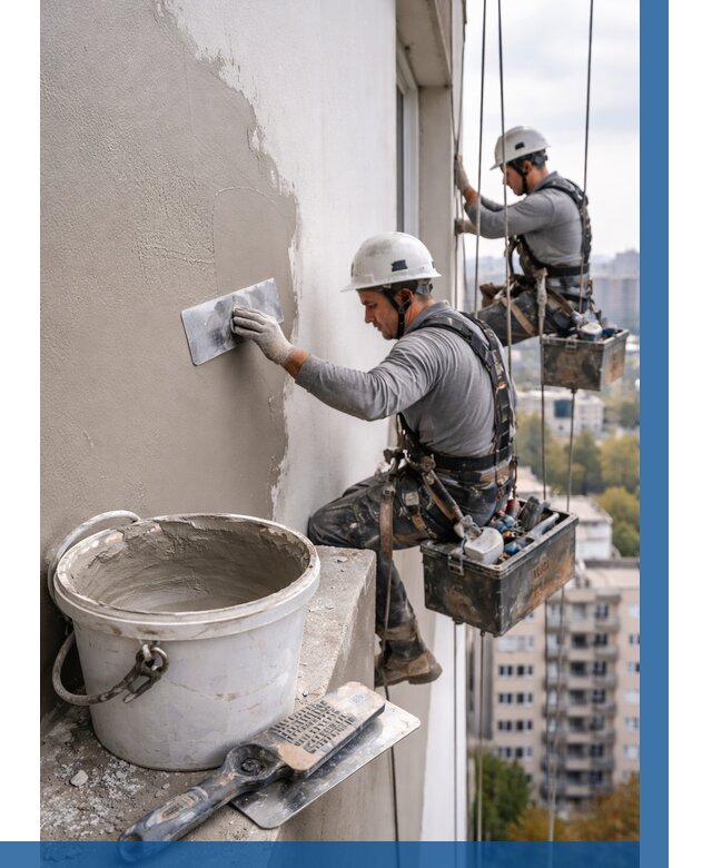 Шпаклевка фасада на высоте в Советской Гавани от 727 р. | ВЫСОТНИК-Свс