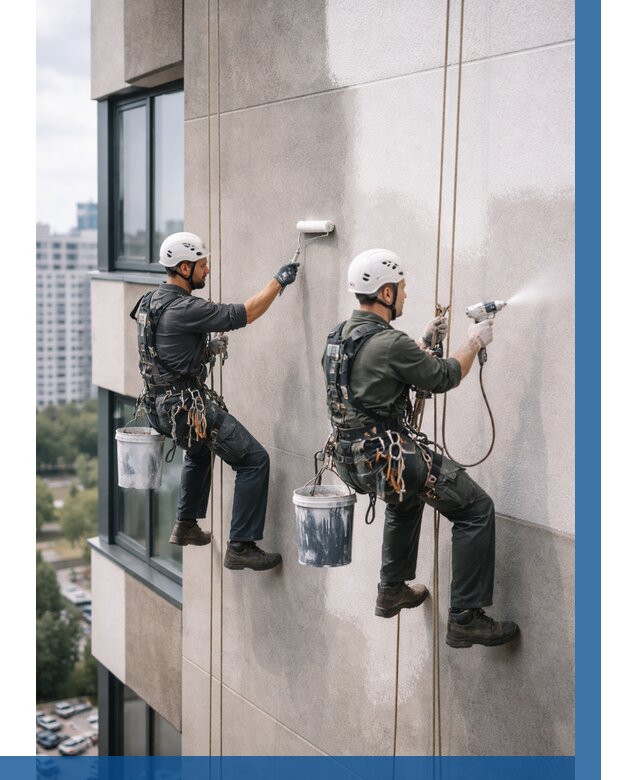 Покраска фасада альпинистами в Советской Гавани от 312 р. | ВЫСОТНИК-Свс