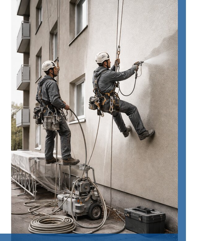 Безвоздушная покраска фасада в Советской Гавани от 229 р/м² | ВЫСОТНИК-Свс