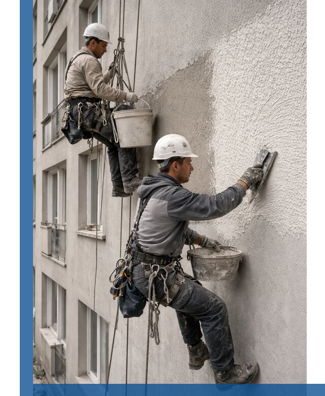 Нанесение декоративной штукатурки короед на фасад в Советской Гавани