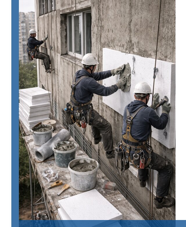 Утепление фасада пенополистиролом в Советской Гавани под ключ