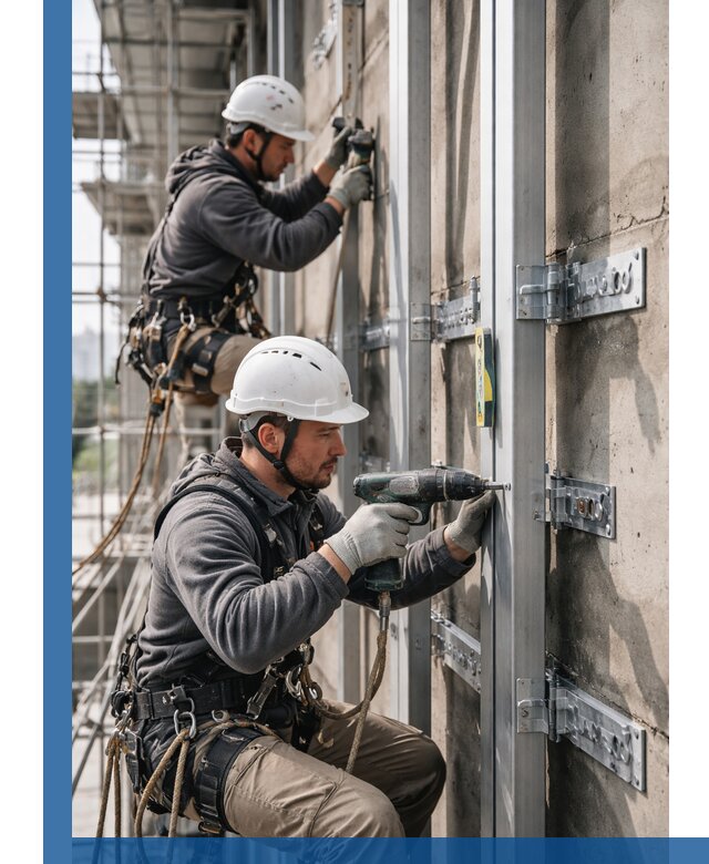 Монтаж и крепление подсистемы вентфасада в Советской Гавани