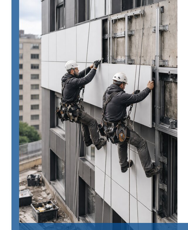 Монтаж композитных панелей фасада в Советской Гавани под ключ