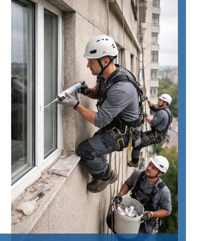 Герметизация оконных швов снаружи в Советской Гавани от 1558 р. | ВЫСОТНИК-Свс