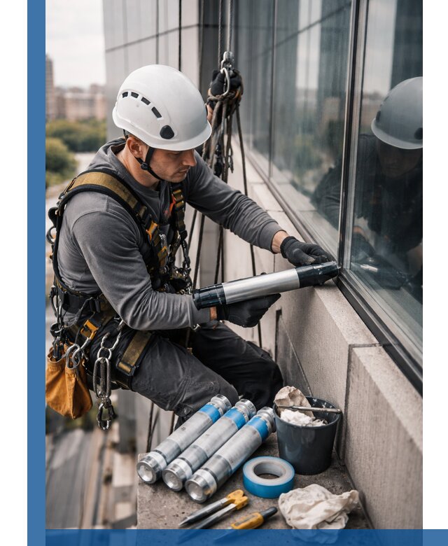Герметизация стыков витража в Советской Гавани для герметичных фасадов