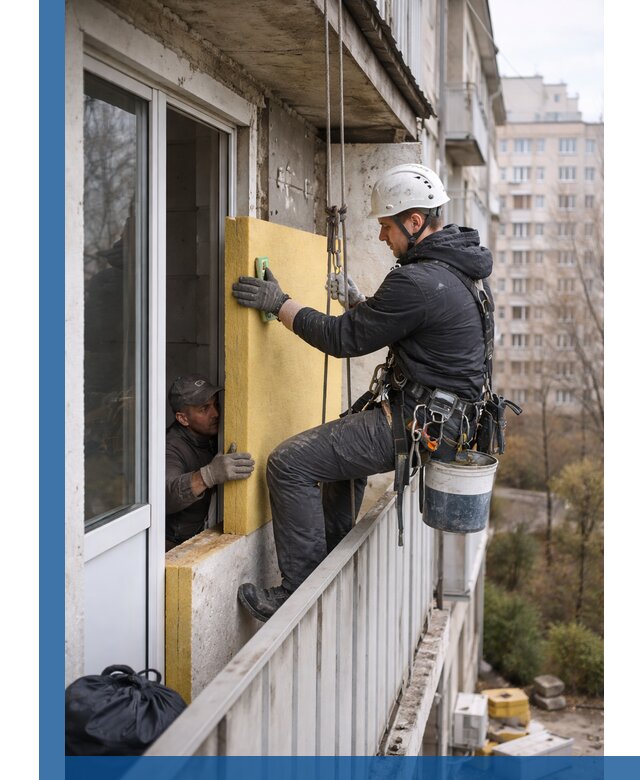 Профессиональное утепление балкона снаружи в Советской Гавани под ключ