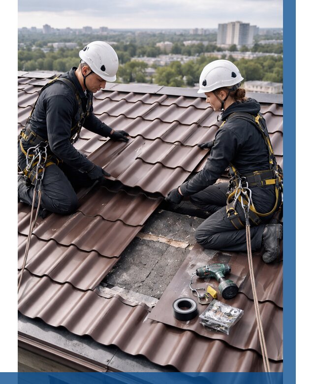 Ремонт металлочерепицы на крыше в Советской Гавани от 935 р. | ВЫСОТНИК-Свс