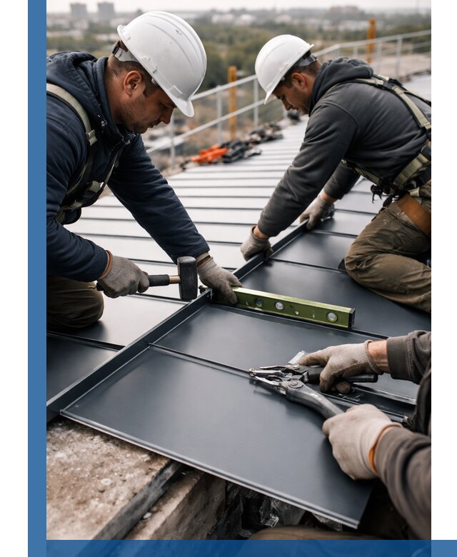 Монтаж фальцевой кровли в Советской Гавани для промышленных зданий