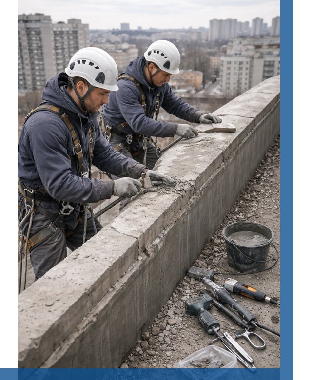 Ремонт парапета на кровле в Советской Гавани от 1558 р. | ВЫСОТНИК-Свс