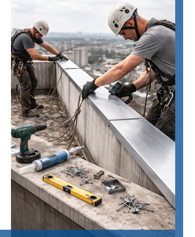 Монтаж парапетных крышек в Советской Гавани от 831 р. | ВЫСОТНИК-Свс