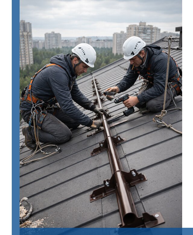 Монтаж снегозадержателей на кровле зданий в Советской Гавани под ключ