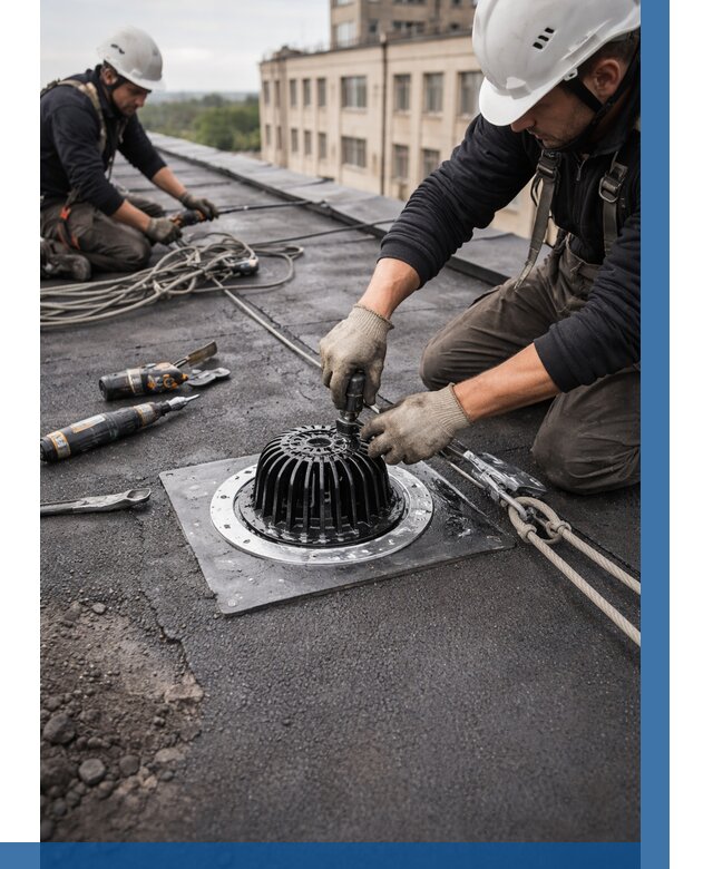 Установка водосточных воронок в Советской Гавани цена от 3636 р. | ВЫСОТНИК-Свс