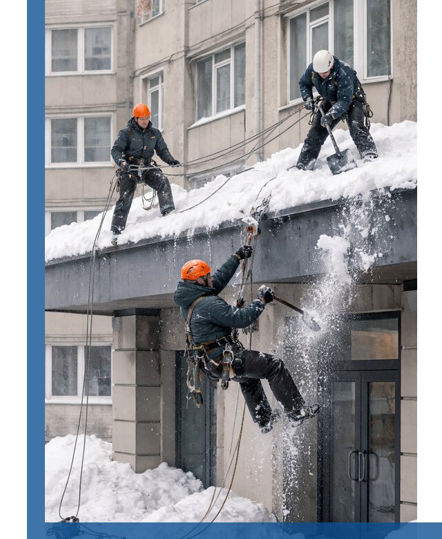 Безопасная очистка навесов от снега в Советской Гавани круглогодично