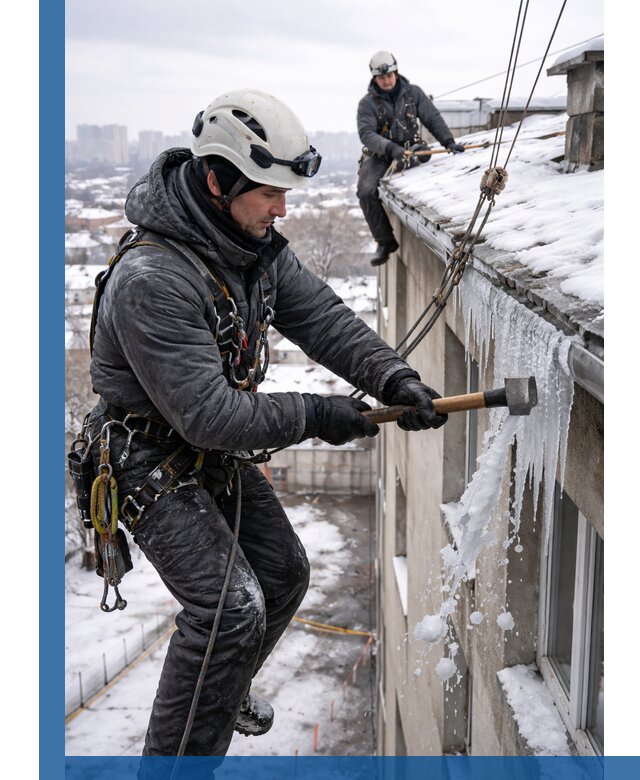 Сбивание и удаление сосулек с крыши в Советской Гавани безопасно