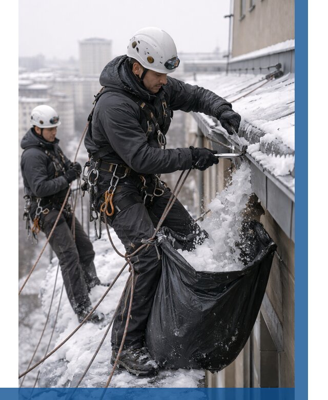 Аварийная очистка крыши в Советской Гавани под ключ от 312 р. | ВЫСОТНИК-Свс