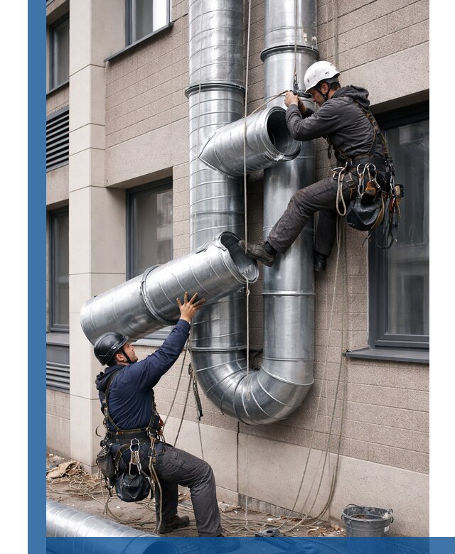 Монтаж фасадных воздуховодов в Советской Гавани с герметизацией и крепежом