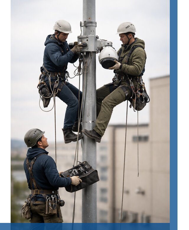 Установка видеокамер на мачте в Советской Гавани от 8831 р. | ВЫСОТНИК-Свс