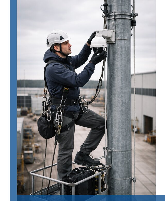 Профессиональная установка видеокамер на мачте в Советской Гавани
