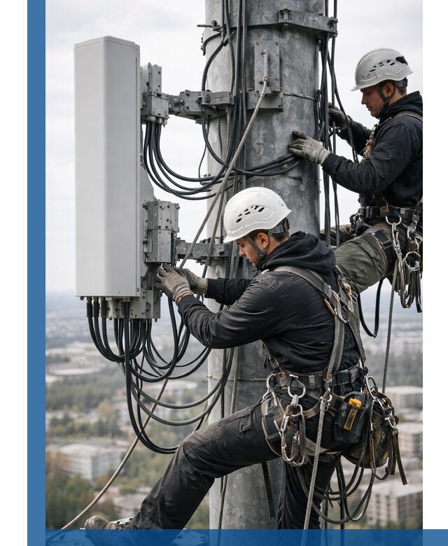 Монтаж оборудования связи на мачте в Советской Гавани с пусконаладкой