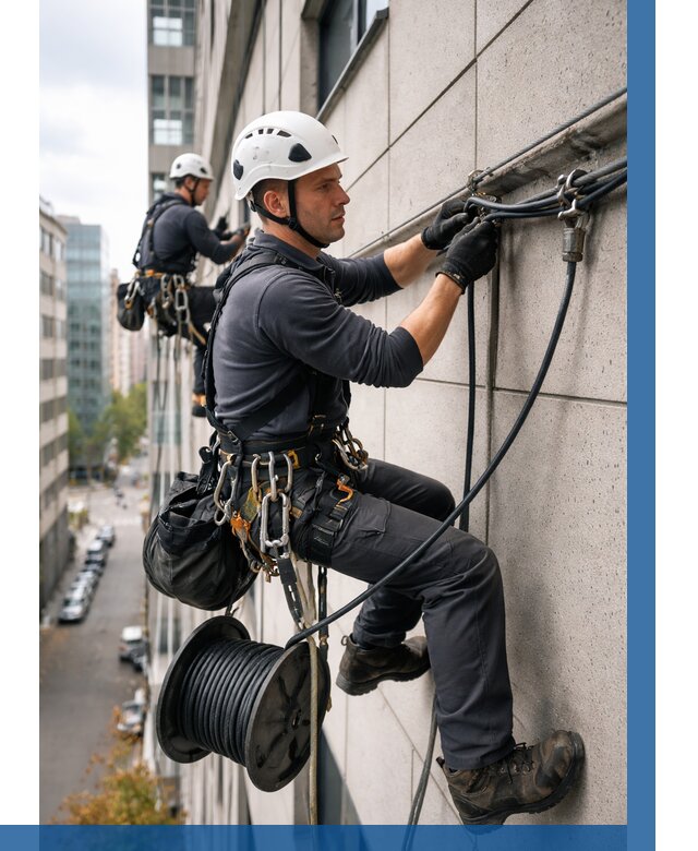 Прокладка кабеля по фасаду в Советской Гавани от 364 р. | ВЫСОТНИК-Свс