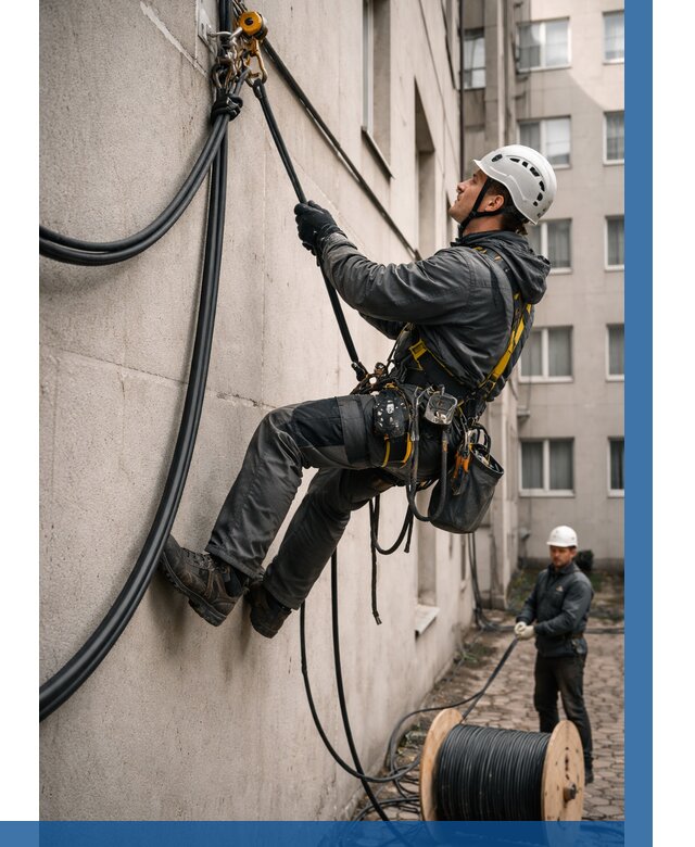 Протяжка кабеля питания на высоте в Советской Гавани от 468 р. | ВЫСОТНИК-Свс