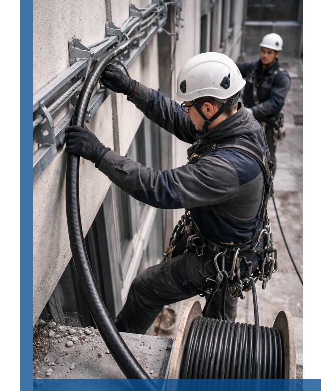 Протяжка кабеля питания на высоте в Советской Гавани с гарантией безопасности и качества