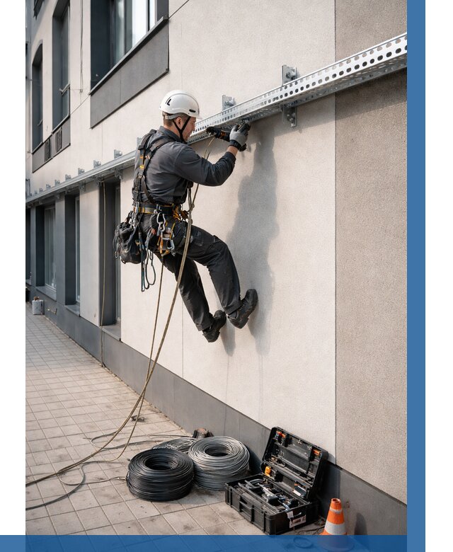 Монтаж кабельных лотков на фасаде в Советской Гавани от 1247 р. | ВЫСОТНИК-Свс