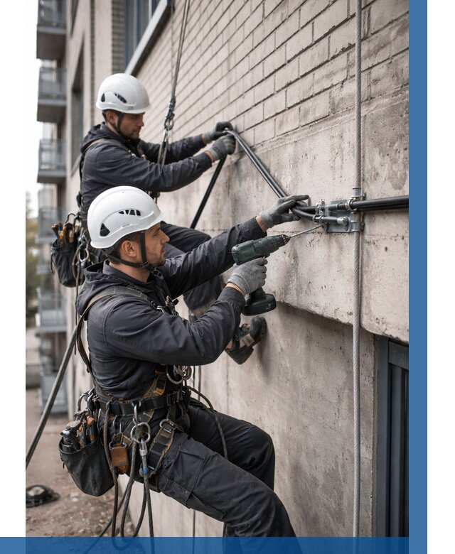 Крепление кабеля на фасаде в Советской Гавани от 364 р. | ВЫСОТНИК-Свс