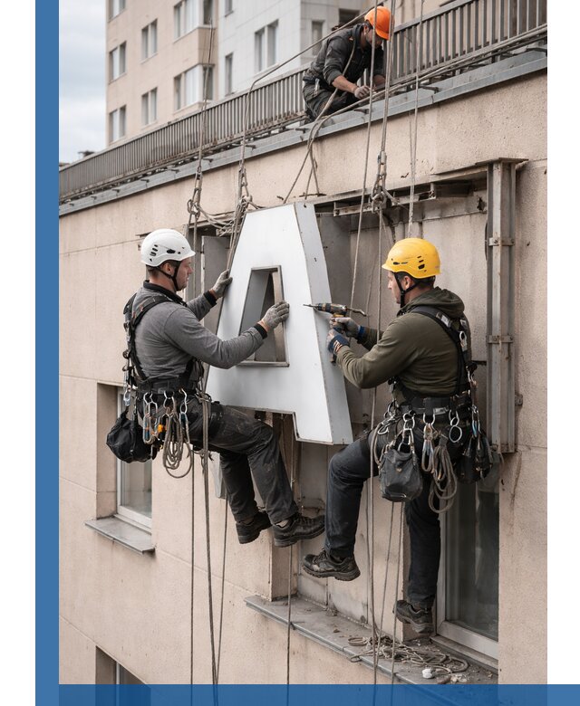 Ремонт и восстановление наружных вывесок на высоте в Советской Гавани