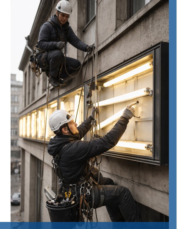 Замена ламп в вывеске в Советской Гавани под ключ от 3636 р. | ВЫСОТНИК-Свс