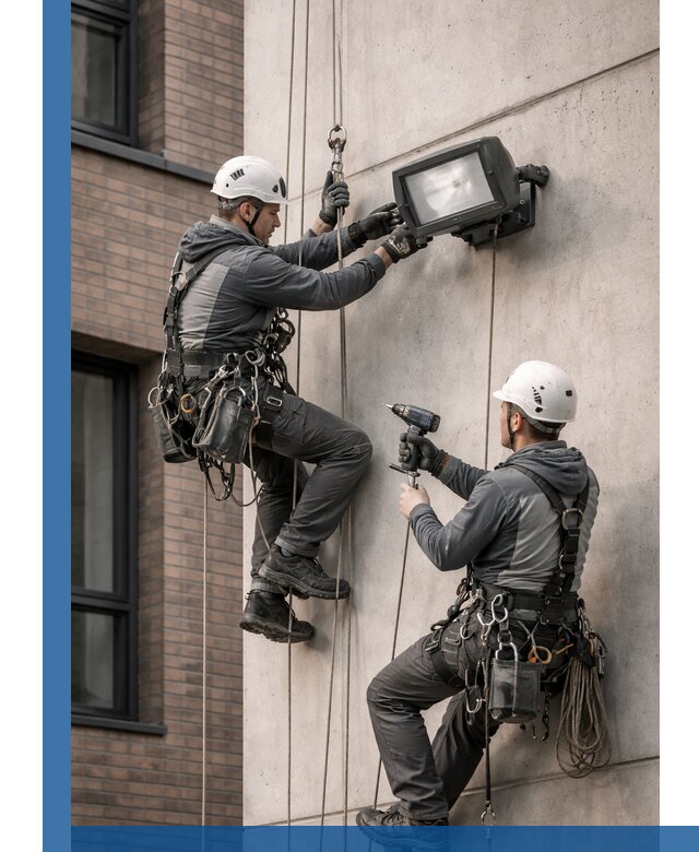 Профессиональный монтаж фасадных прожекторов в Советской Гавани под ключ