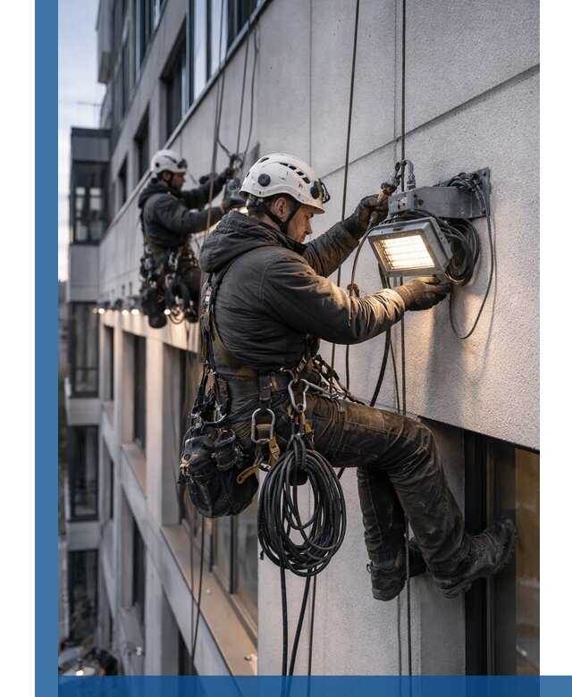 Монтаж фасадного освещения в Советской Гавани установка и подключение