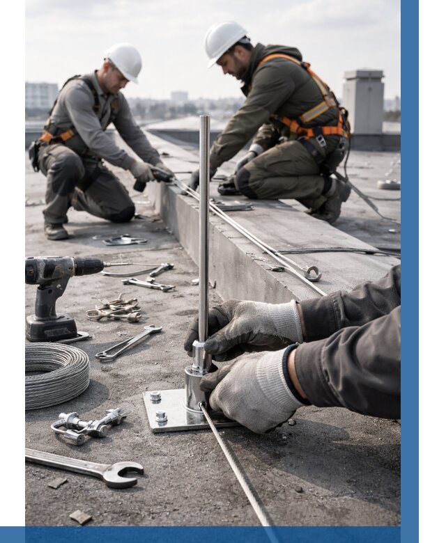 Монтаж молниезащиты на кровле в Советской Гавани цена от 25973 р. | ВЫСОТНИК-Свс