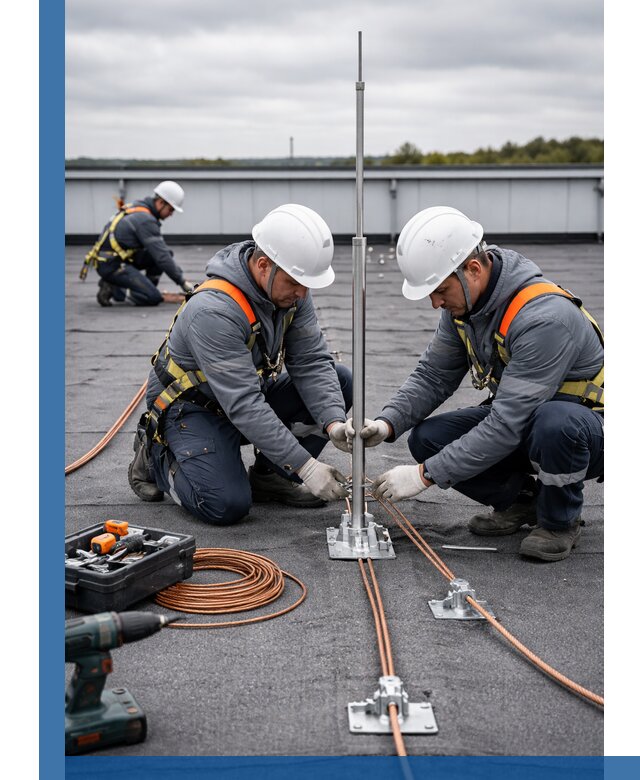 Монтаж молниезащиты на кровле в Советской Гавани под ключ с гарантией