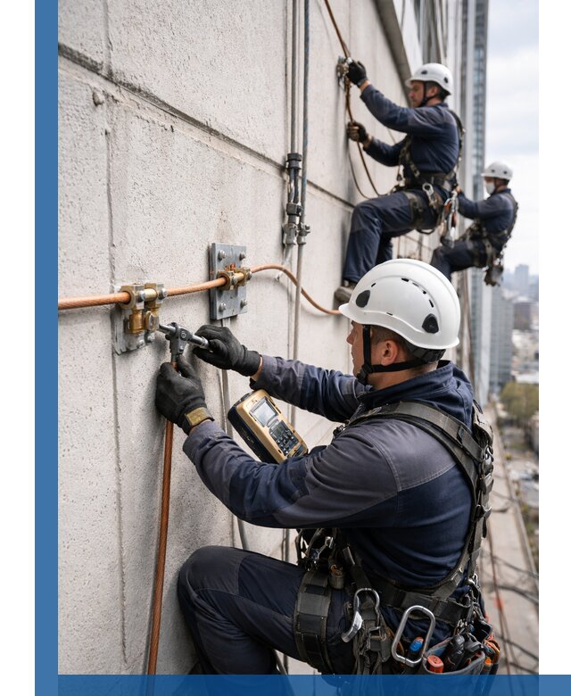 Монтаж системы заземления здания и молниезащиты в Советской Гавани