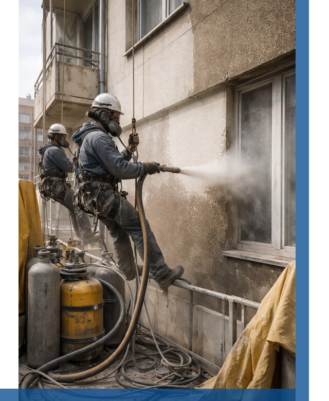 Пескоструйная очистка фасада в Советской Гавани от 675 р. | ВЫСОТНИК-Свс