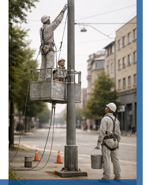 Покраска опор освещения в Советской Гавани от 5195 р. | ВЫСОТНИК-Свс