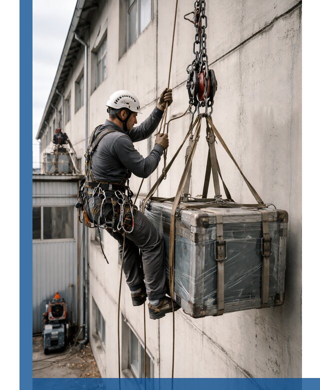 Подъем грузов на высоту в Советской Гавани для промышленных объектов