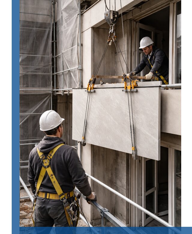 Подъем керамогранита на этаж в Советской Гавани грузчиками и техникой