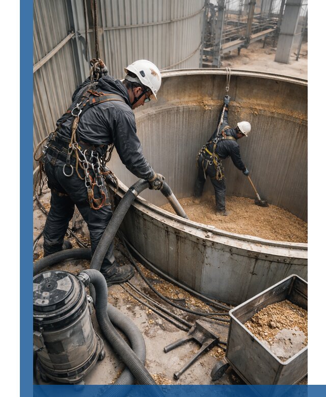 Профессиональная чистка зерновых бункеров в Советской Гавани с выездом