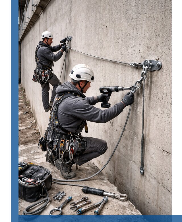 Монтаж анкерных линий высотной безопасности в Советской Гавани