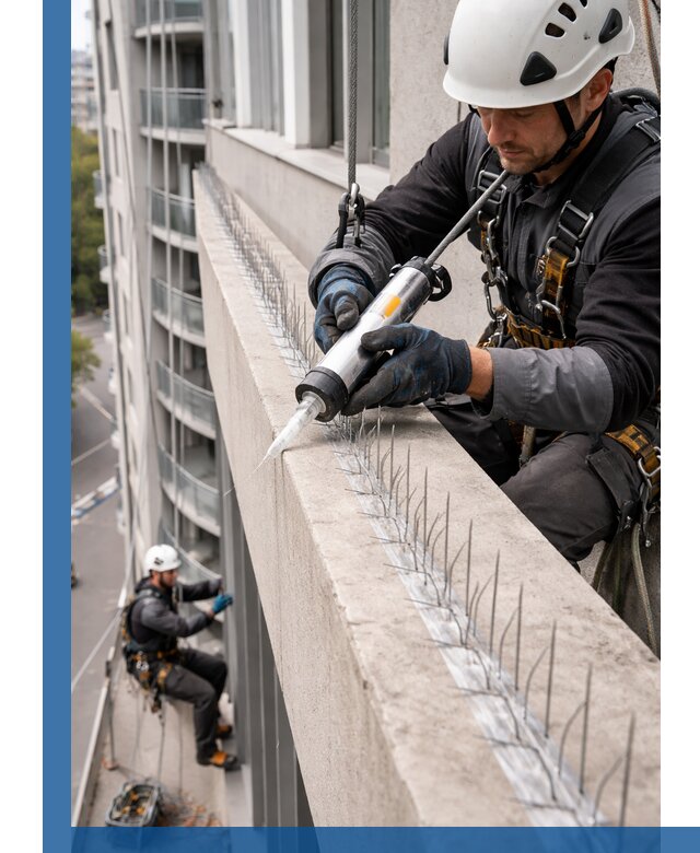 Установка шипов от птиц на фасадах и кровлях в Советской Гавани